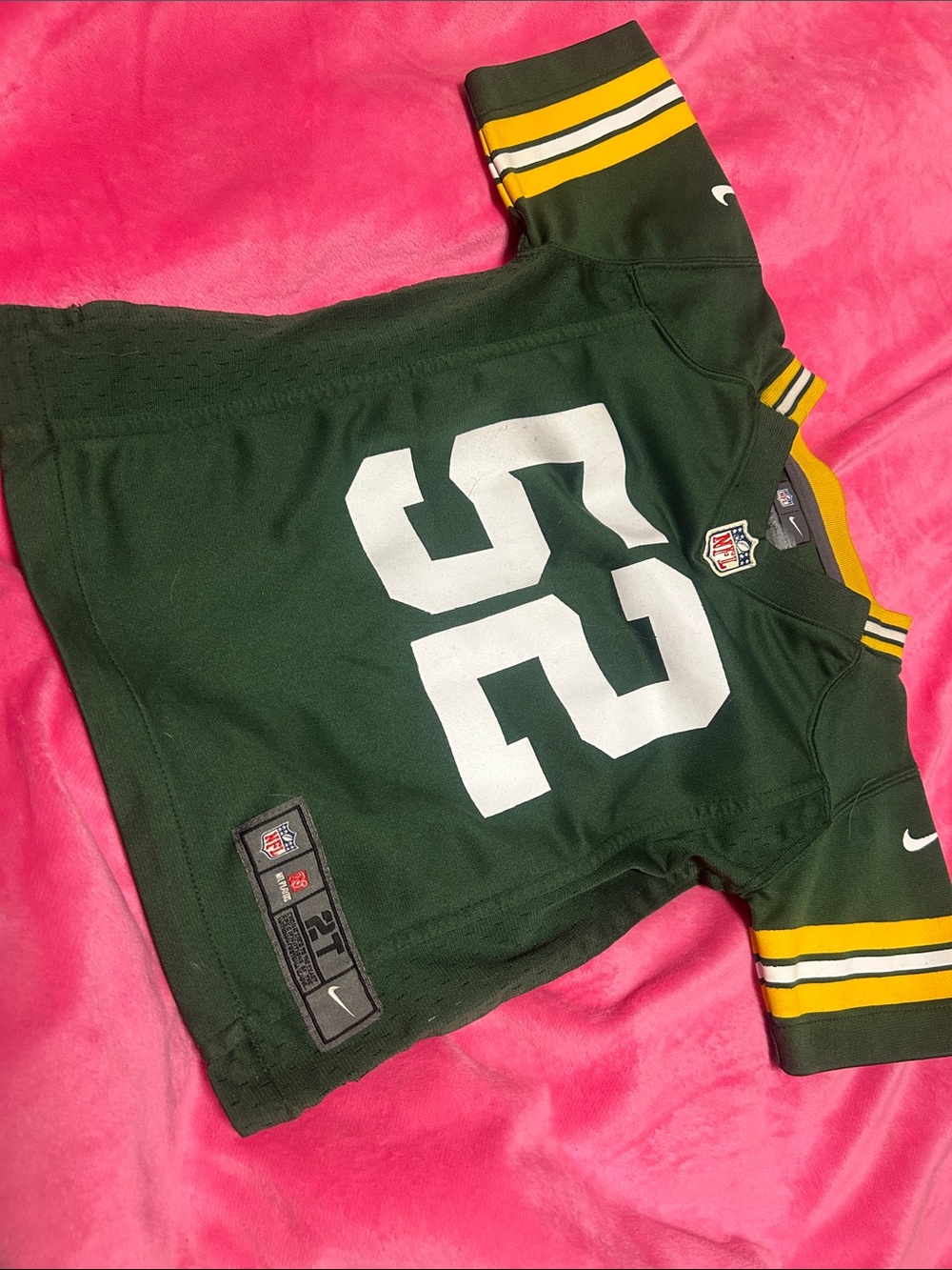 Nike Kids Green #52 Football Jersey with Yellow & White Stripes